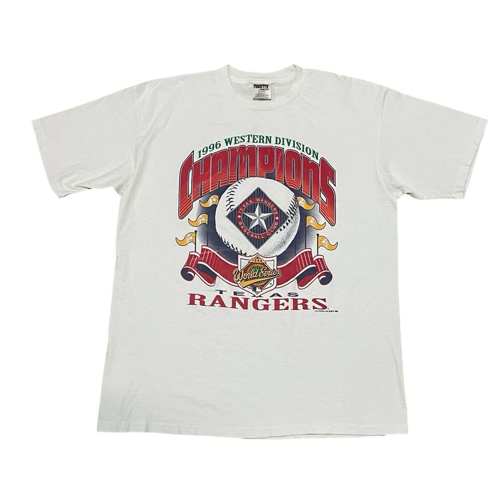 VINTAGE Texas Rangers T Shirt Size XL Western Champions 1996 Rare MLB ONEITA USA